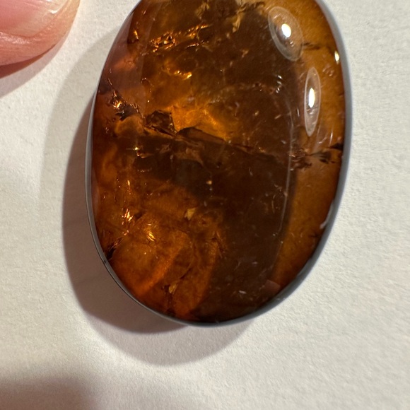 Beautiful amber stone hangs from chain with delicate clusters of small beads. - Picture 12 of 13